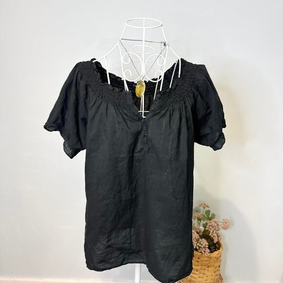 Stunning black vintage Y2K babydoll peasant lace button up blouse top - Picture 1 of 5